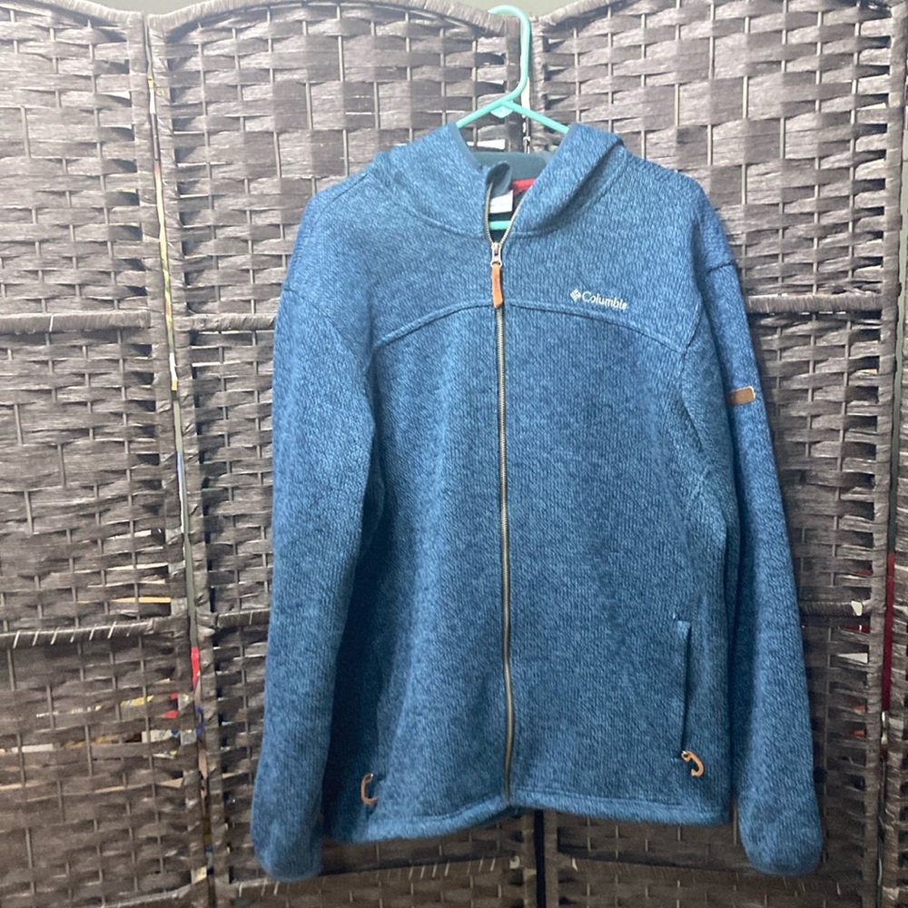 Columbia Heathered Blue Zip-Up Jacket Size Large - Very Good condition